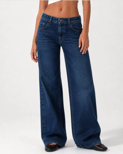 Wide Leg Low Waist - Navy Blue