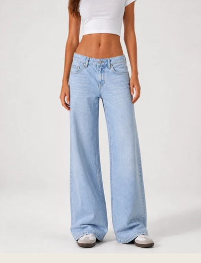 Wide Leg Low Waist - Baby Blue