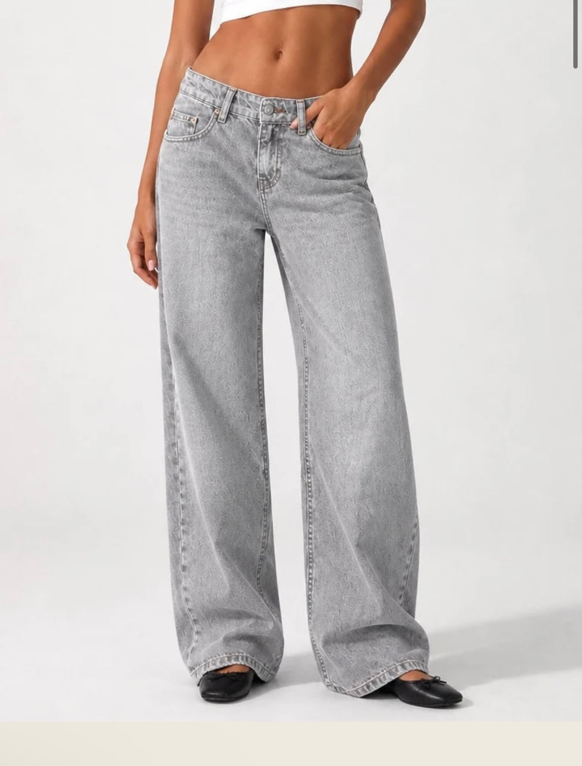 Wide Leg Low Waist - Washed Grey