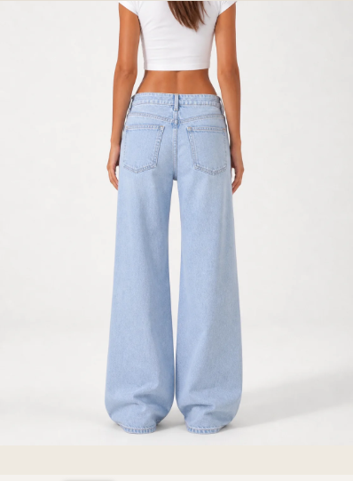 Wide Leg Low Waist - Baby Blue
