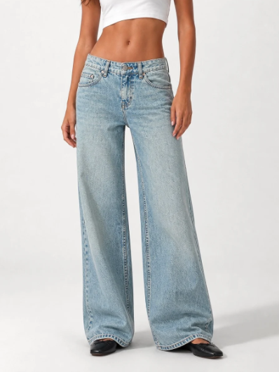 Wide Leg Low Waist - Vintage Blue