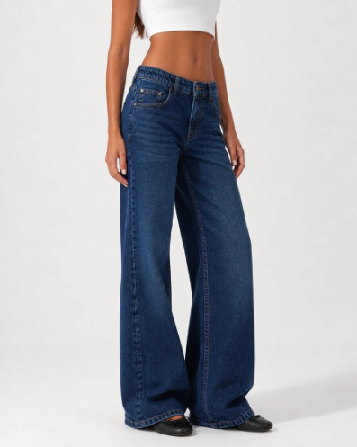 Wide Leg Low Waist - Navy Blue