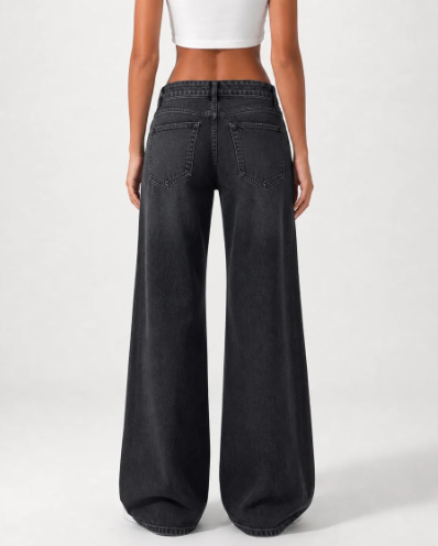 Wide Leg Low Waist - Washed Black