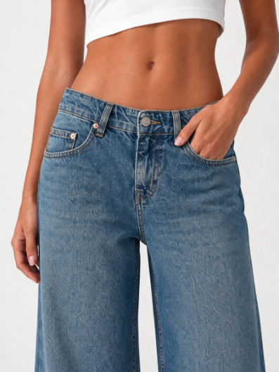 Wide Leg Low Waist - Deep Blue
