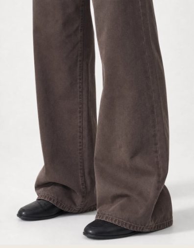 Wide Leg Low Waist - Washed Mocha Brown