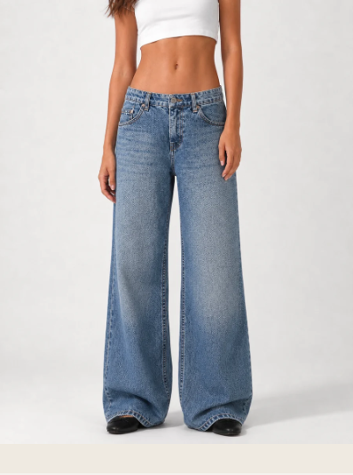 Wide Leg Low Waist - Dark Vintage Blue