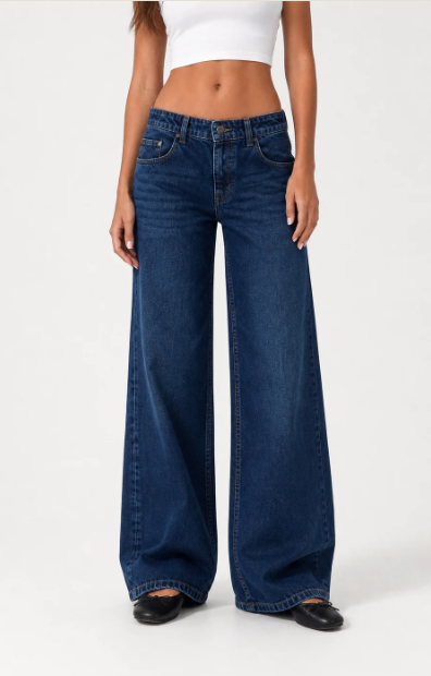 Wide Leg Low Waist - Navy Blue