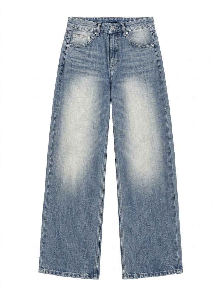 VINTAGE WASHED WIDE LEG JEANS