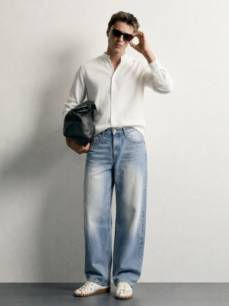 VINTAGE WASHED WIDE LEG JEANS