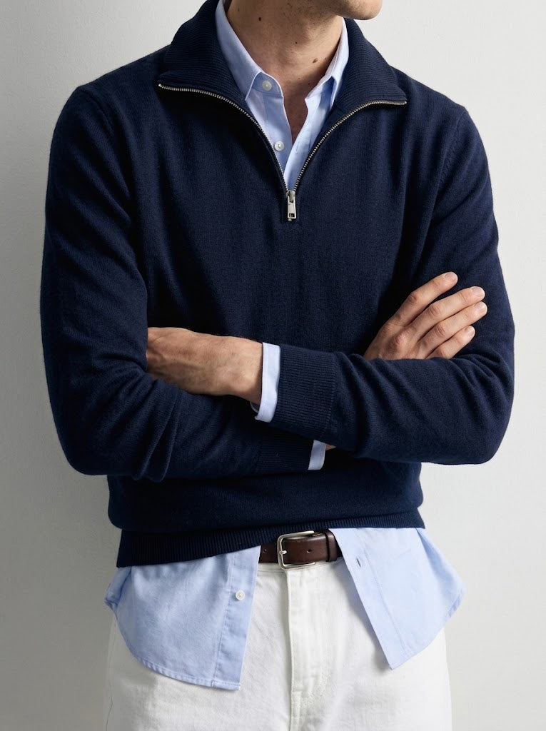 STOCKHOLM NAVY QUARTER ZIPPER