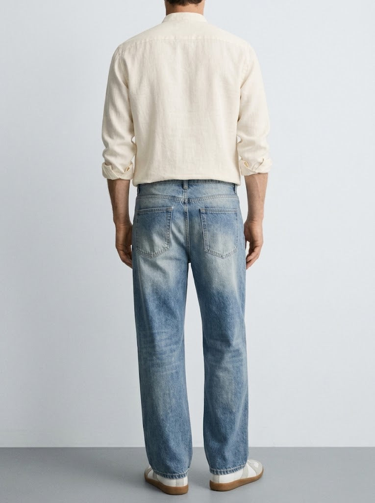 VINTAGE WASHED WIDE LEG JEANS