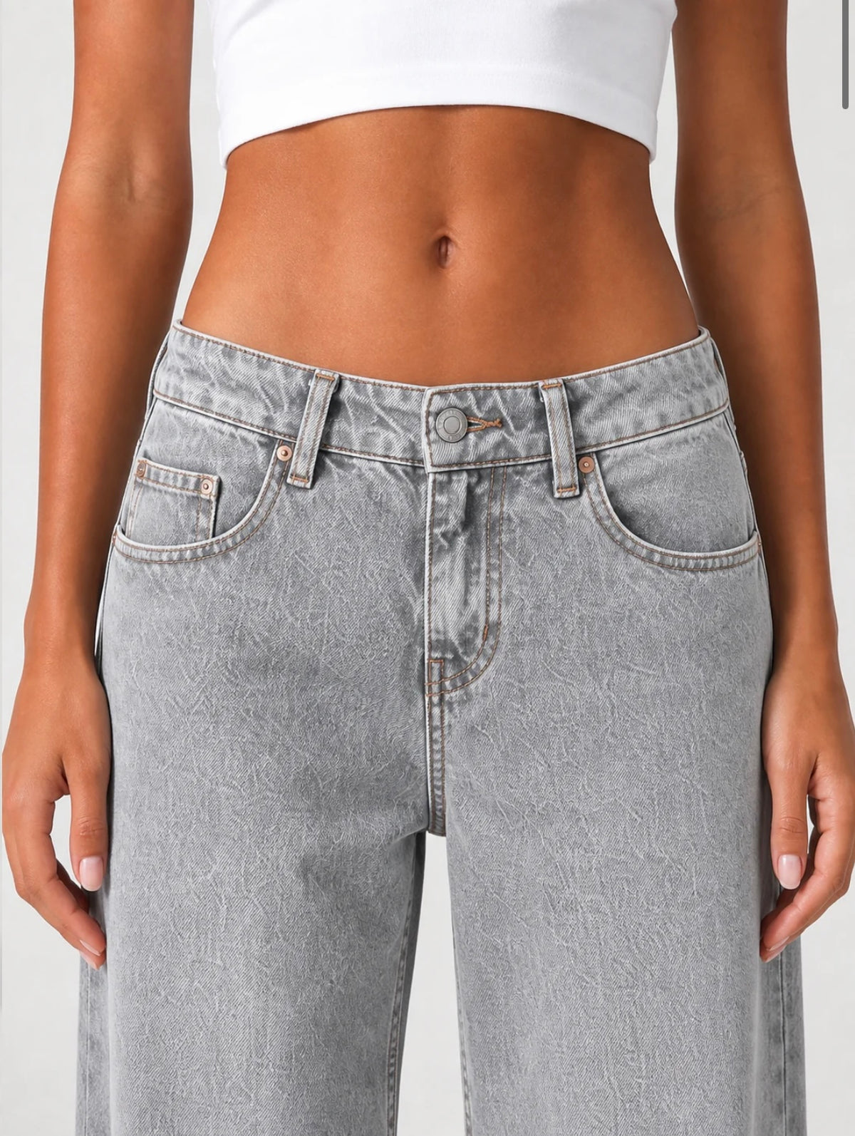 Wide Leg Low Waist - Washed Grey