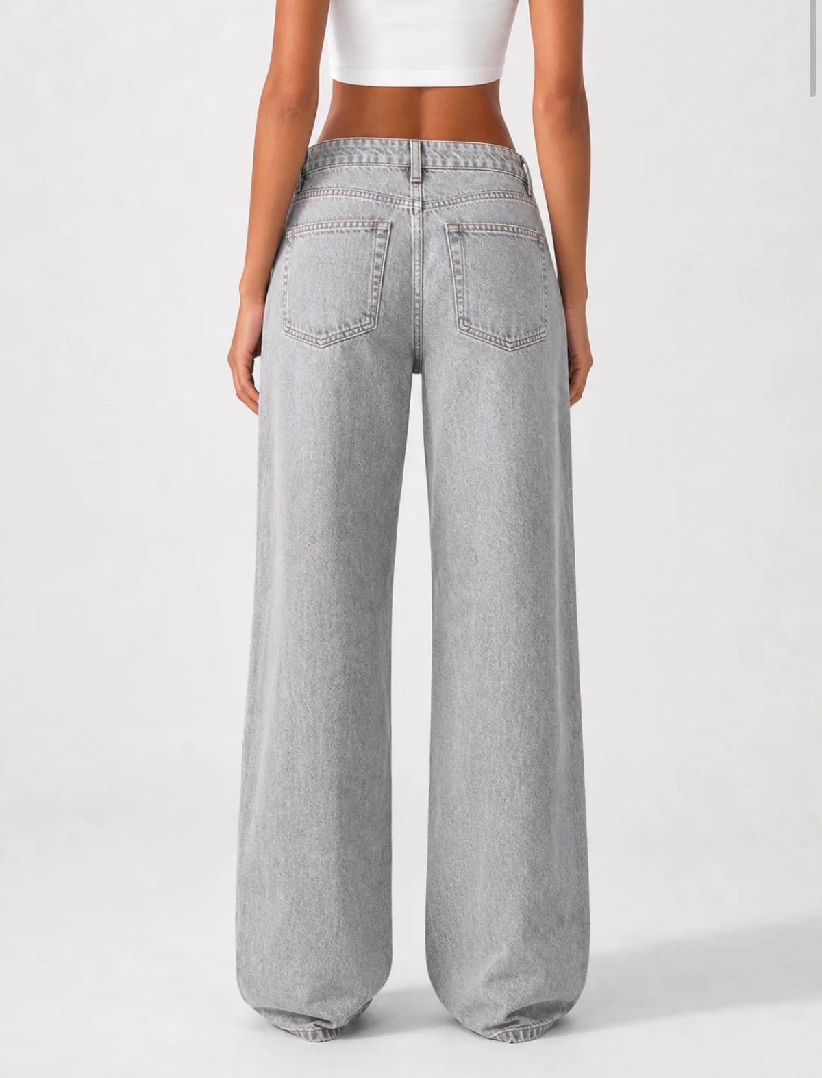 Wide Leg Low Waist - Washed Grey