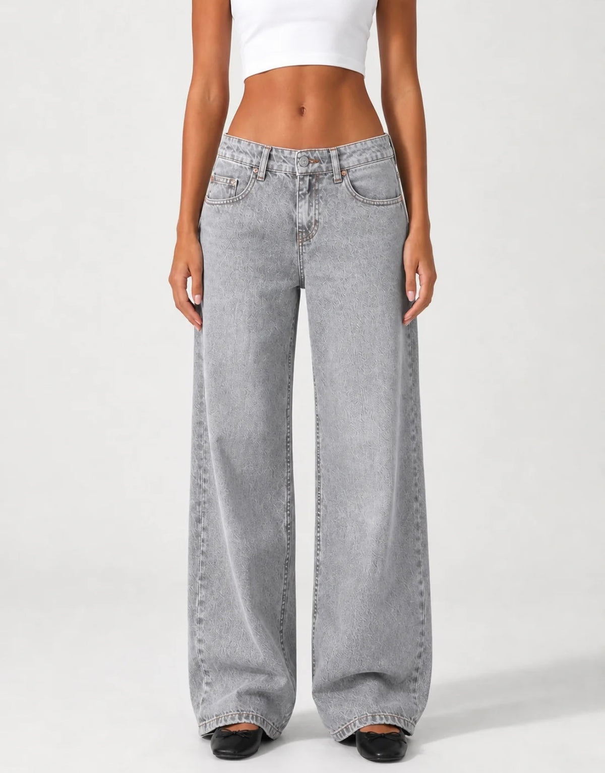Wide Leg Low Waist - Washed Grey