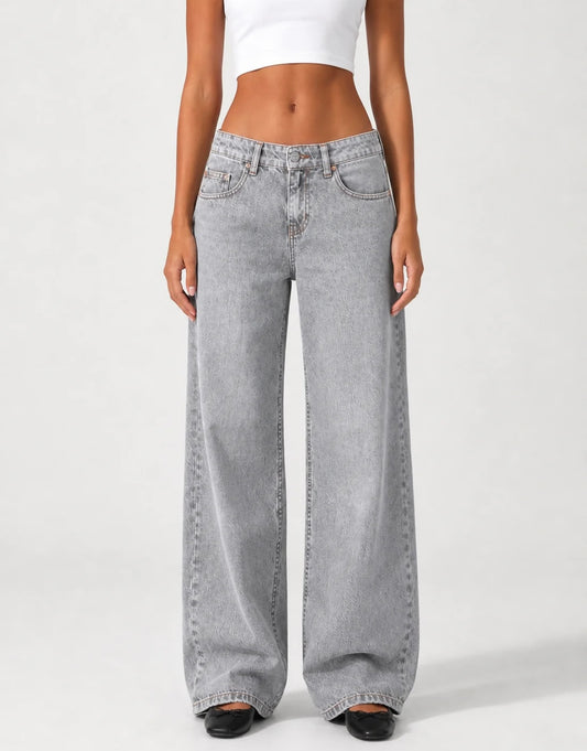 Wide Leg Low Waist - Washed Grey