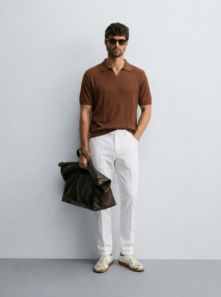 STRIPED DOWN POLO